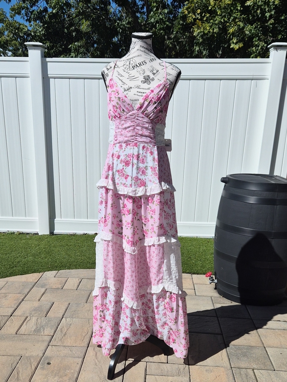 Altar'd State Pink Floral Tiered Maxi Dress